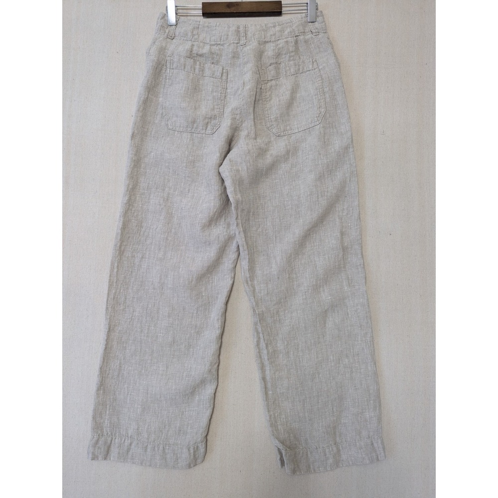 Quince Linen Patch Pocket Wide Leg Pants Womens 8 Flax Beige Minimalist Boho - Picture 3 of 10